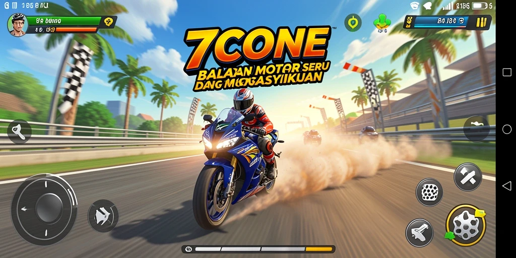 Gameplay menegangkan dalam balapan motor di 7CONE.