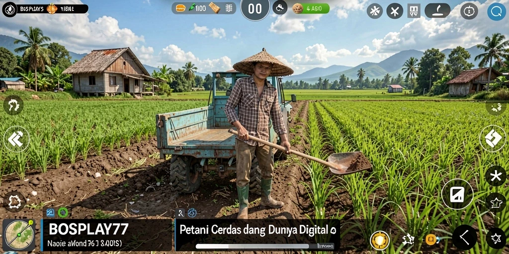 Tangkapan layar gameplay <strong>BOSPLAY77</strong> menunjukkan kebun yang subur dan aktif.