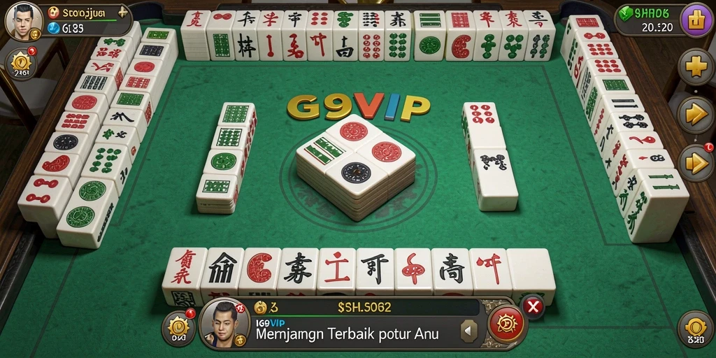Tampilan utama G9VIP dengan gameplay Mahjong yang menarik dan menantang.