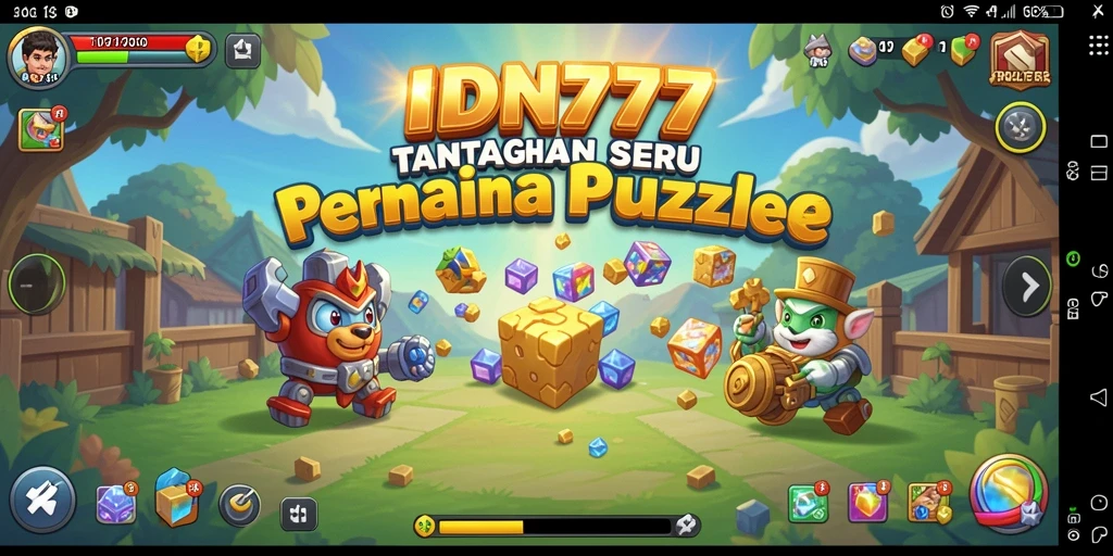 Screenshot utama IDN777 menampilkan layar gameplay puzzle yang seru.