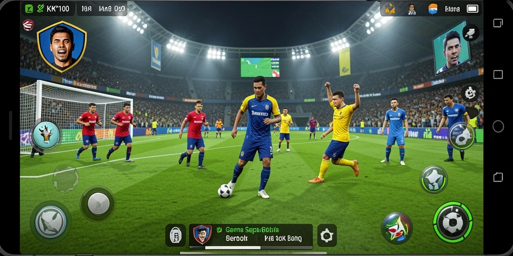 Tampilan gameplay KPK100 yang seru dalam pertandingan sepak bola.