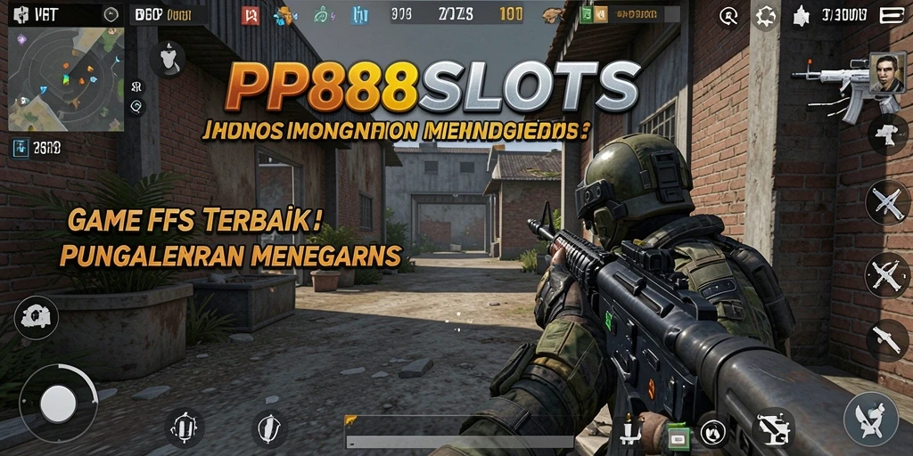 Screenshot dari gameplay intens PP88SLOTS yang menampilkan aksi FPS.