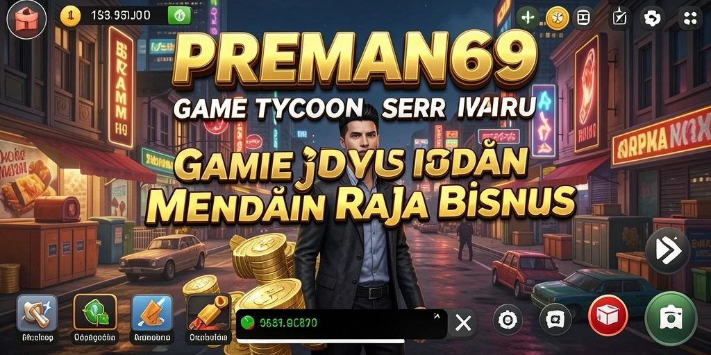 Tangkapan layar gameplay PREMAN69 menunjukkan strategi bisnis yang asyik.