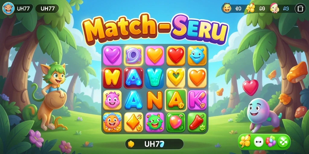 Tampilan menarik dari gameplay UH77 dengan elemen Match-3.