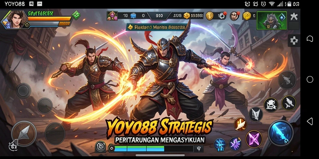 Tangkapan layar game YOYO88 menunjukkan pertarungan strategi yang intens.