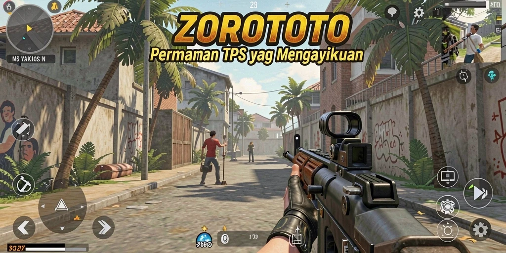 Gameplay aksi intens ZOROTOTO dalam mode TPS.